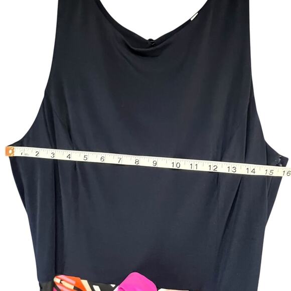 Eliza J Maxi Dress Women 14 Black Multicolor Scarf Print Jersey Sleeveless Lined - Picture 8 of 15